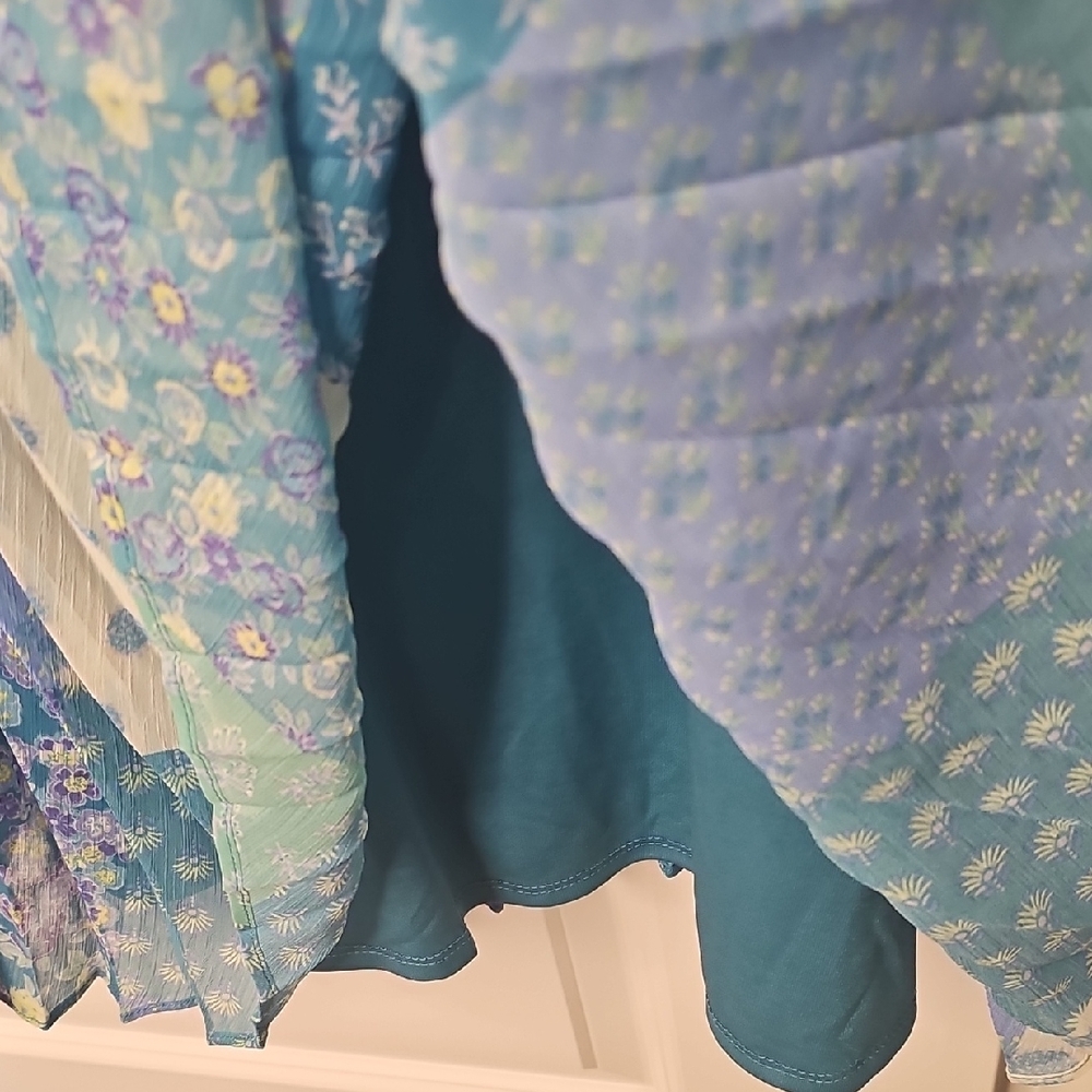 Danny & Nicole Blue and‎ Green Patchwork Dress - Picture 8 of 11